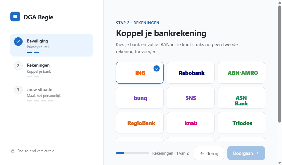 Onboarding — rekeningen koppelen